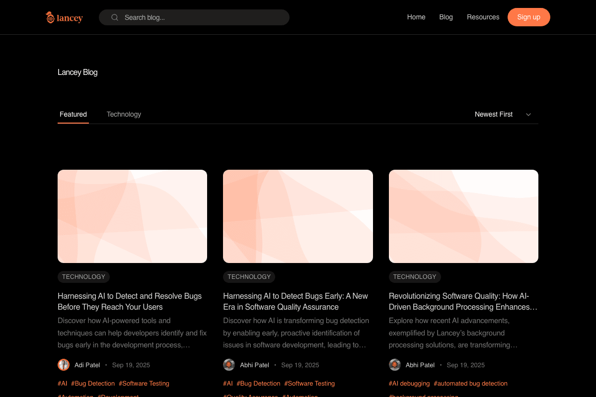 Lancey blog screenshot