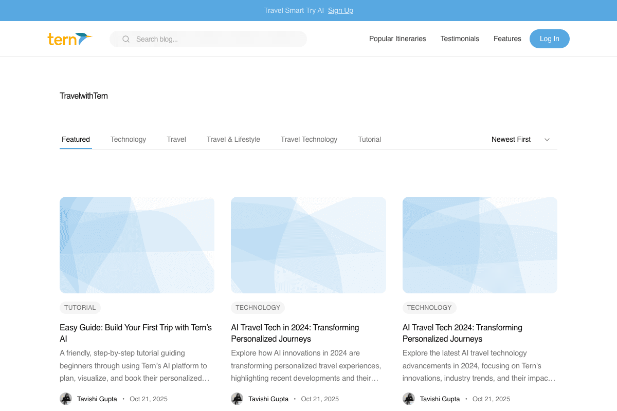 Tern blog screenshot